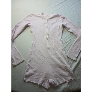 SKIMS Waffle Button Up Hanley Romper Light Pink Women Size Small Thermal